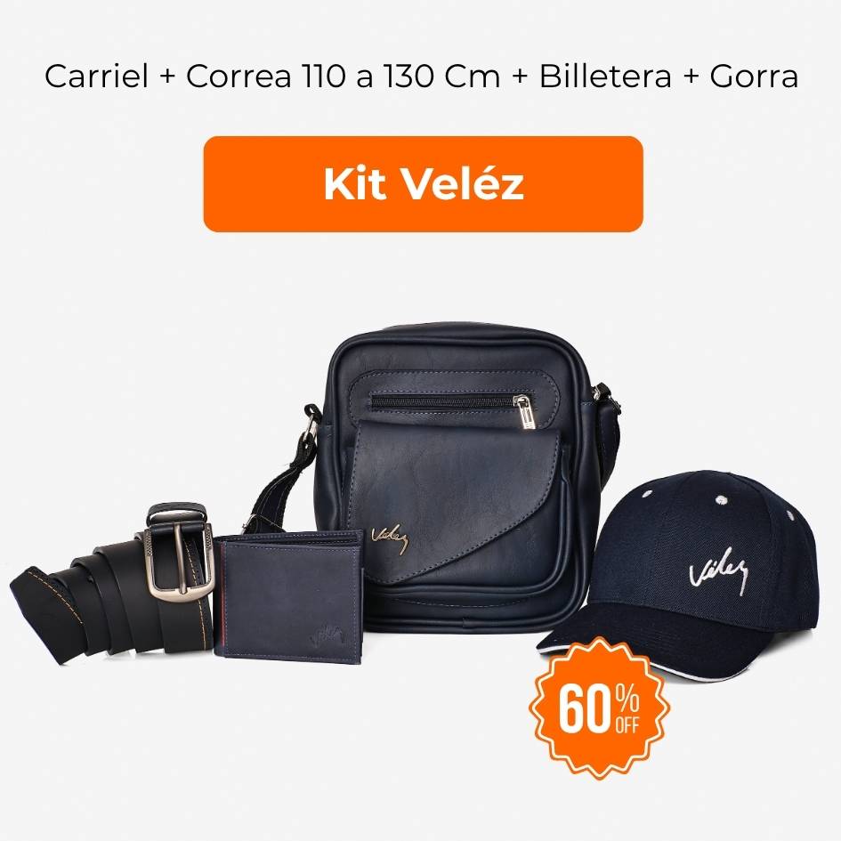 Kit Vlz Carriel + Correa 110 a 130 Cm + Billetera + Gorra