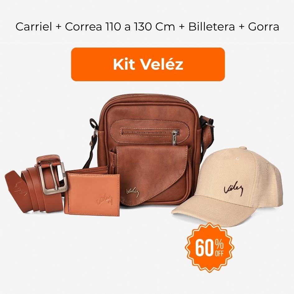 Kit Vlz Carriel + Correa 110 a 130 Cm + Billetera + Gorra