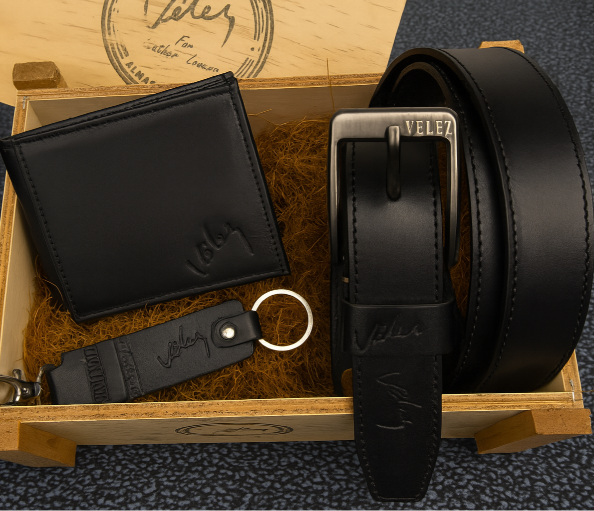 Kit vlz  Cartera + Cinturón + Llavero el regalo perfecto