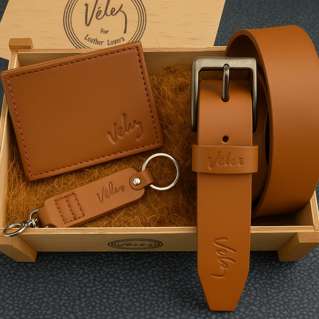 Kit vlz  Cartera + Cinturón + Llavero el regalo perfecto