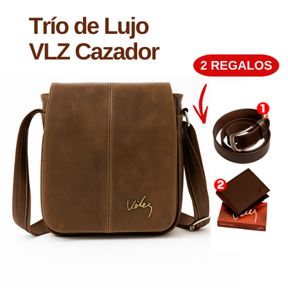 Colección Cazador VLZ – Morral + Cinto + Billetera – 100% Cuero